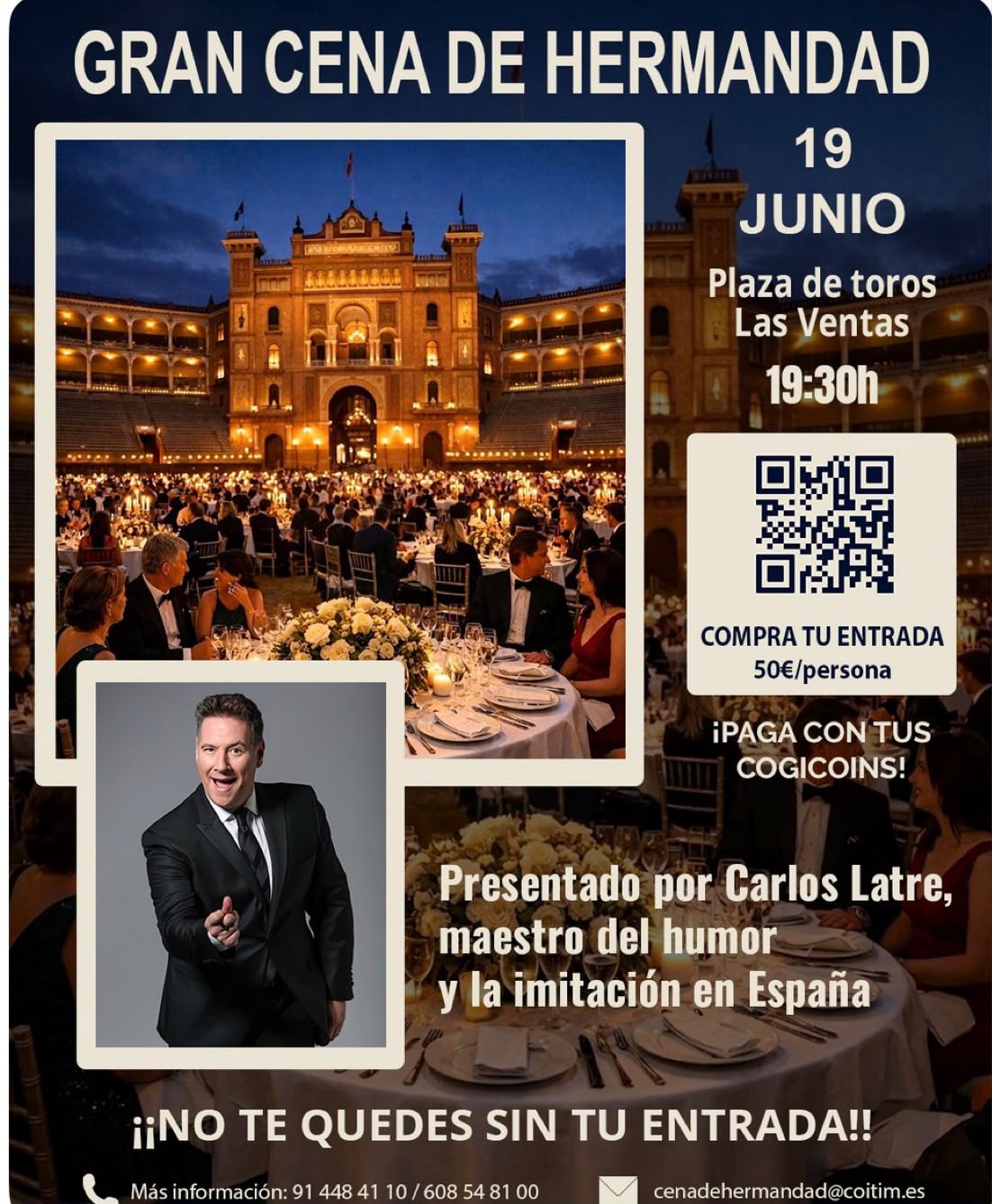 Carlos Latre, maestro de ceremonias en la Cena de la Hermandad COGITIM