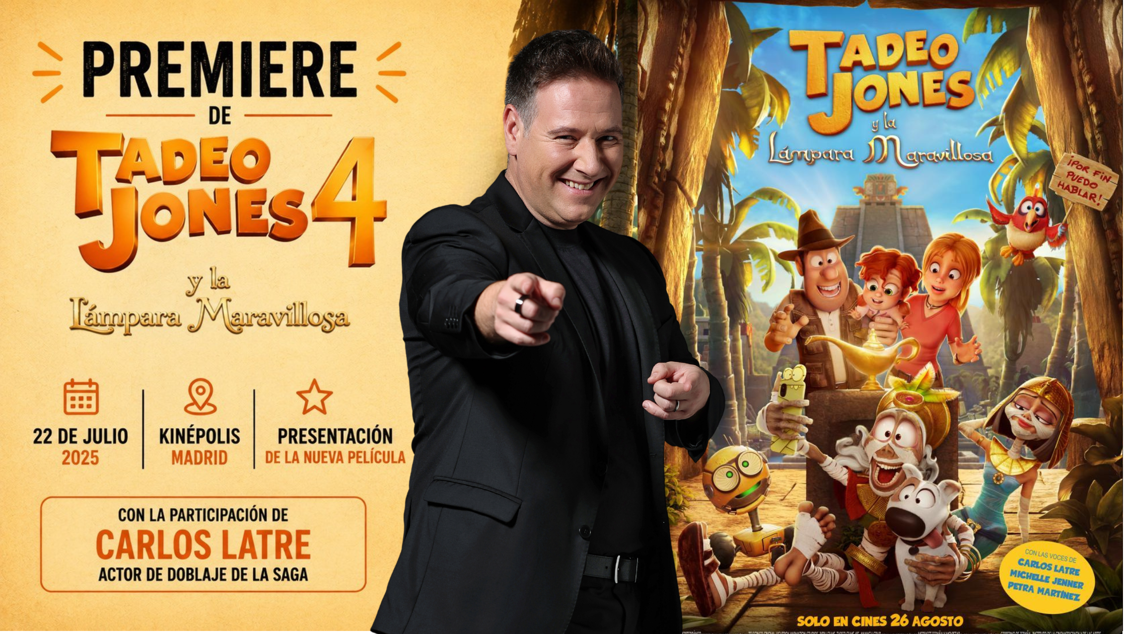 Carlos Latre en la premiere de Tadeo Jones 4: Y la lámpara maravillosa en Kinépolis Madrid